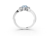 White gold Fancy Blue Pear  Solitaire Twisted Band Scroll Prong Ring_6
