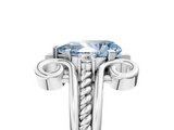 White gold Fancy Blue Pear  Solitaire Twisted Band Scroll Prong Ring_8