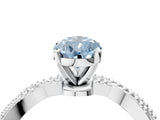 White gold Fancy Blue Pear  Solitaire Twisted Band with Bead Prong Setting_377