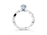 White gold Fancy Blue Pear  Solitaire Twisted Band with Bead Prong Setting_381