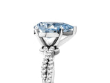 White gold Fancy Blue Pear  Solitaire Twisted Band with Bead Prong Setting_383