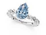 White gold Fancy Blue Pear  Solitaire Twisted Band with Pavé Accents and Four-Prong Setting_4