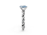 White gold Fancy Blue Pear  Solitaire Twisted Band with Pavé Accents and Four-Prong Setting_5