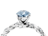 White gold Fancy Blue Pear  Solitaire Twisted Band with Pavé Accents and Four-Prong Setting_7