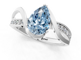White gold Fancy Blue Pear  Solitaire Twisted Band with Prong Setting_4