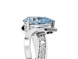 White gold Fancy Blue Pear  Solitaire Twisted Band with Prong Setting_8