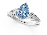 White gold Fancy Blue Pear  Solitaire Vine Band with Milgrain Prong Setting_4