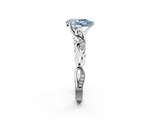 White gold Fancy Blue Pear  Solitaire Vine Band with Milgrain Prong Setting_5