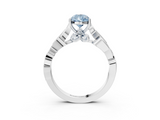 White gold Fancy Blue Pear  Solitaire Vine Band with Milgrain Prong Setting_6
