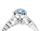 White gold Fancy Blue Pear  Solitaire Vine Band with Milgrain Prong Setting_7