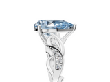 White gold Fancy Blue Pear  Solitaire Vine Band with Milgrain Prong Setting_8