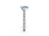 White gold Fancy Blue Pear  Solitaire with Pavé Band and Four-Prong Setting_302