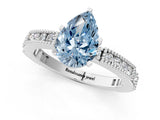White gold Fancy Blue Pear  Solitaire with Pavé Band and Four-Prong Setting_303