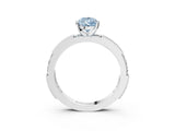White gold Fancy Blue Pear  Solitaire with Pavé Band and Four-Prong Setting_304