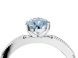 White gold Fancy Blue Pear  Solitaire with Pavé Band and Four-Prong Setting_305