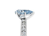 White gold Fancy Blue Pear  Solitaire with Pavé Band and Four-Prong Setting_306