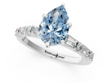 White gold Fancy Blue Pear  Solitaire with Side Baguettes and Channel Set Band_80