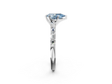 White gold Fancy Blue Pear  Solitaire with Side Baguettes and Channel Set Band_81