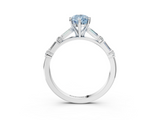 White gold Fancy Blue Pear  Solitaire with Side Baguettes and Channel Set Band_82