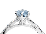 White gold Fancy Blue Pear  Solitaire with Side Baguettes and Channel Set Band_83