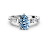 White gold Fancy Blue Pear  Solitaire with Tapered Baguette Side Stones on a Classic Band with Four-Prong Setting_50