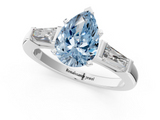White gold Fancy Blue Pear  Solitaire with Tapered Baguette Side Stones on a Classic Band with Four-Prong Setting_51