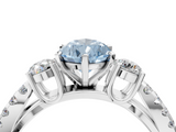 White gold Fancy Blue Pear  Three-Stone Diamond Ring with Pavé Split Shank and Four-Prong Setting_119