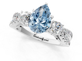 White gold Fancy Blue Pear  Three-Stone Diamond Ring with Pavé Split Shank and Four-Prong Setting_120