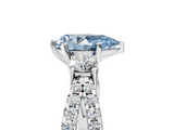 White gold Fancy Blue Pear  Three-Stone Diamond Ring with Pavé Split Shank and Four-Prong Setting_120