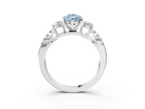 White gold Fancy Blue Pear  Three-Stone Diamond Ring with Pavé Split Shank and Four-Prong Setting_122