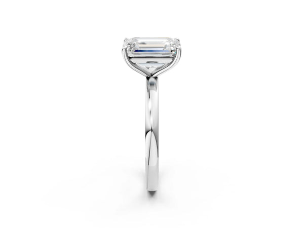 Platinum Fancy Blue Pear  and Emerald Cut Toi Moi Ring with Prong Setting