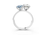 White gold Fancy Blue Pear  and Emerald Cut Toi Moi Ring with Prong Setting_65