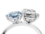 White gold Fancy Blue Pear  and Emerald Cut Toi Moi Ring with Prong Setting_66