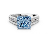 White gold Fancy Blue Princess  Brilliant Channel-Set Solitaire Ring with Four-Prong Setting_20