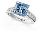 White gold Fancy Blue Princess  Brilliant Channel-Set Solitaire Ring with Four-Prong Setting_21