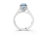 White gold Fancy Blue Princess  Brilliant Cut Diamond Engagement Ring with Pavé Band and Four-Prong Setting_51
