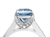 White gold Fancy Blue Princess  Brilliant Cut Diamond Engagement Ring with Pavé Band and Four-Prong Setting_52