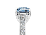 White gold Fancy Blue Princess  Brilliant Cut Diamond Engagement Ring with Pavé Band and Four-Prong Setting_53