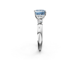 White gold Fancy Blue Princess  Brilliant Cut Diamond Five-Stone Prong Set Engagement Ring with Channel Band_27