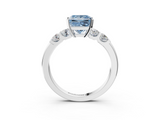 White gold Fancy Blue Princess  Brilliant Cut Diamond Five-Stone Prong Set Engagement Ring with Channel Band_28