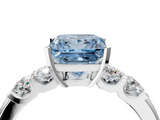 White gold Fancy Blue Princess  Brilliant Cut Diamond Five-Stone Prong Set Engagement Ring with Channel Band_30