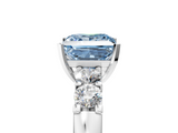 White gold Fancy Blue Princess  Brilliant Cut Diamond Five-Stone Prong Set Engagement Ring with Channel Band_41