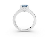 White gold Fancy Blue Princess  Brilliant Diamond Channel Set Wide Band Ring with Bezel Setting_23