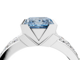 White gold Fancy Blue Princess  Brilliant Diamond Channel Set Wide Band Ring with Bezel Setting_24