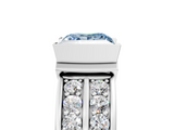White gold Fancy Blue Princess  Brilliant Diamond Channel Set Wide Band Ring with Bezel Setting_25