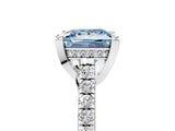 White gold Fancy Blue Princess  Brilliant Diamond Solitaire with Pavé Band and Four-Prong Setting 5