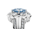 White gold Fancy Blue Princess  Brilliant Flower Halo Diamond Split Shank Ring_80