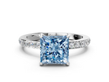 White gold Fancy Blue Princess  Brilliant Pavé Band Solitaire with Four-Prong Setting_55