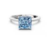 White gold Fancy Blue Princess  Brilliant Solitaire Engagement Ring with Six-Prong Setting and Classic Band_20