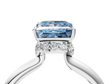 White gold Fancy Blue Princess  Brilliant Solitaire Engagement Ring with Six-Prong Setting and Classic Band_24